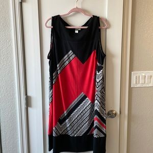 A nice red white and black geometric print dress
